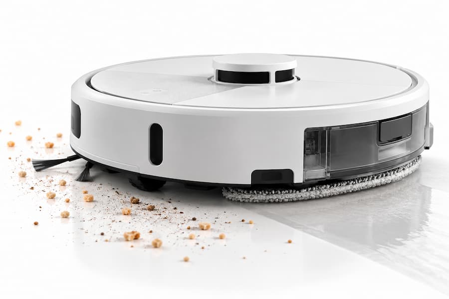 Roomba 115 Combo Blanco aspirando y fregando el suelo en una sola pasada