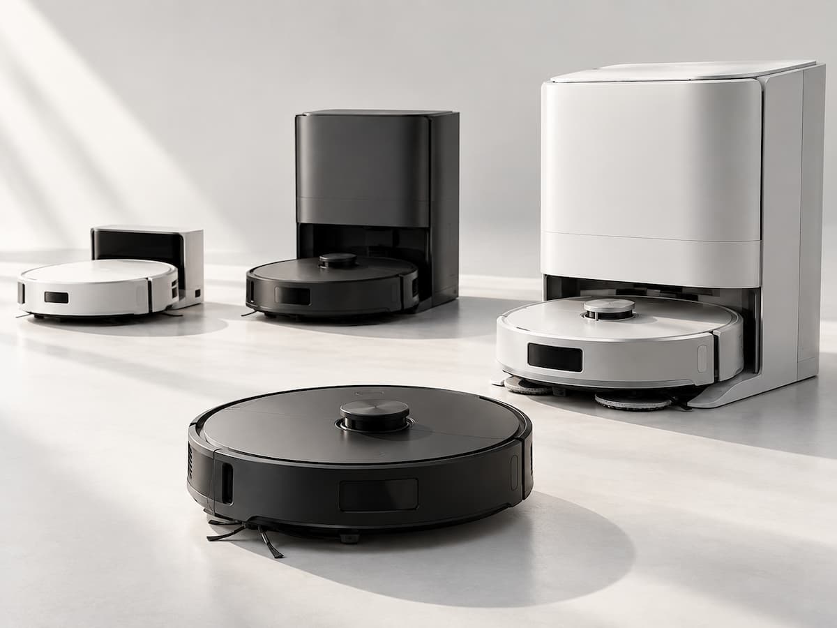 Robots aspiradores con diferentes tipos de estaciones analizados en el estudio de ComparaRobot 2026